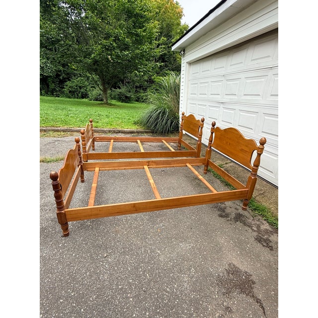 Antique / Vintage Randolph House Solid Maple Twin Bed Frames (Two) Circa 1950s For Sale - Image 4 of 8