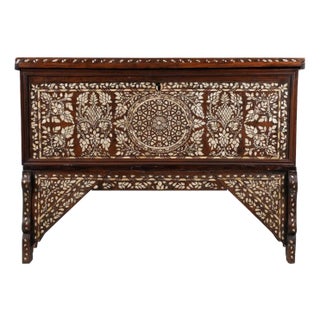 Antique Mother of Pearl Inlay Wedding Trunk For Sale