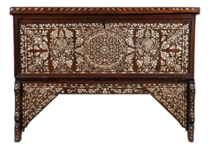 Antique Mother of Pearl Inlay Wedding Trunk