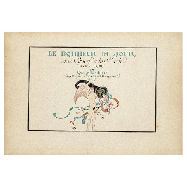 George Barbier, Frontispiece for Le Bonheur du Jour, Original Pochoir, 1929 For Sale