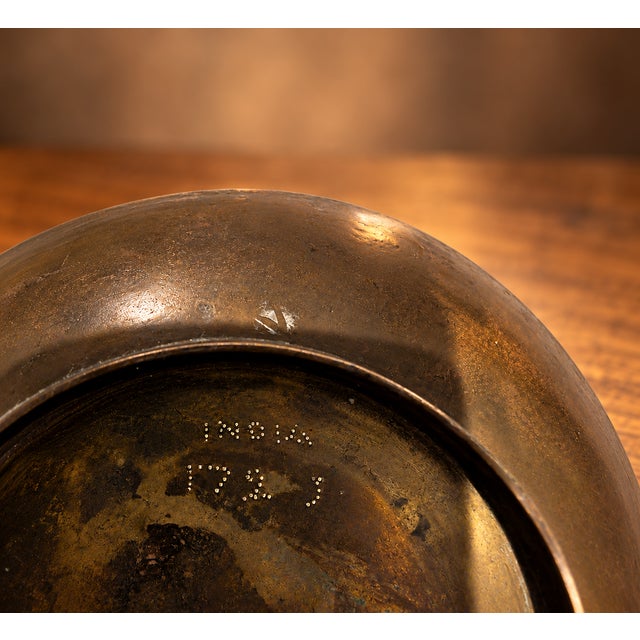 Brass 1960s Indian Hand-Engraved Floral Brass Ashtray & Decorative Catchall For Sale - Image 8 of 8