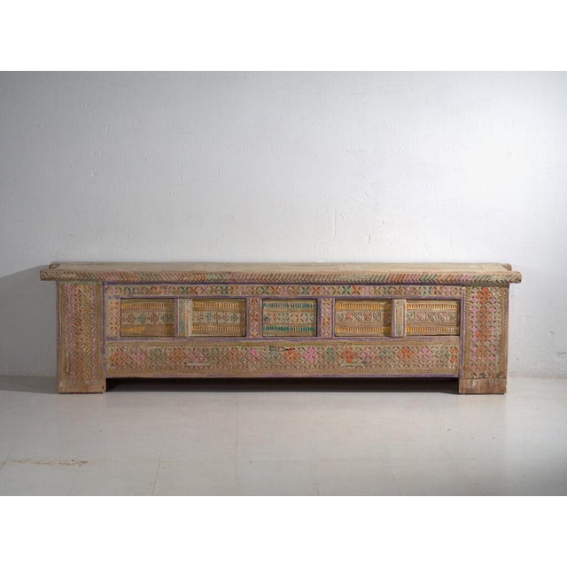 Antique Painted Uyghur Xinjiang Silk Road Sideboard or Cabinet For Sale - Image 6 of 15