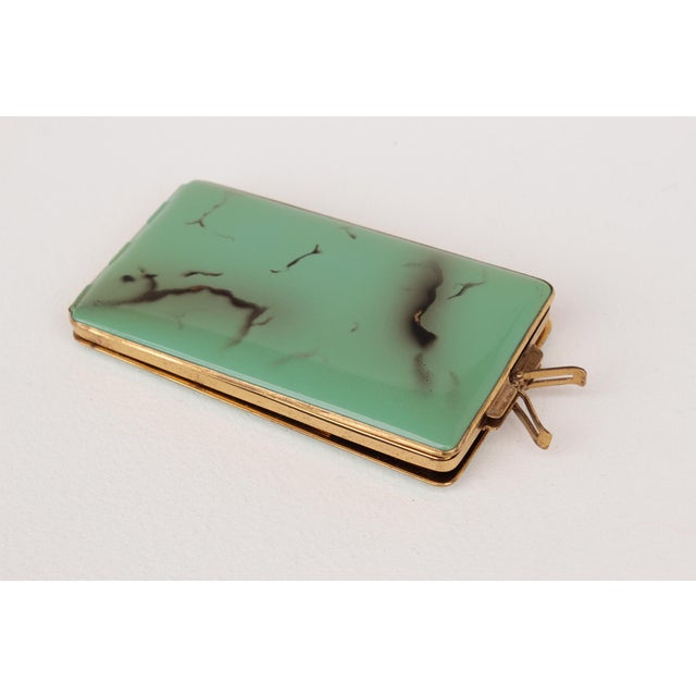 Small Art Deco Lime Green Marbled Minaudière, 1930s For Sale - Image 3 of 9
