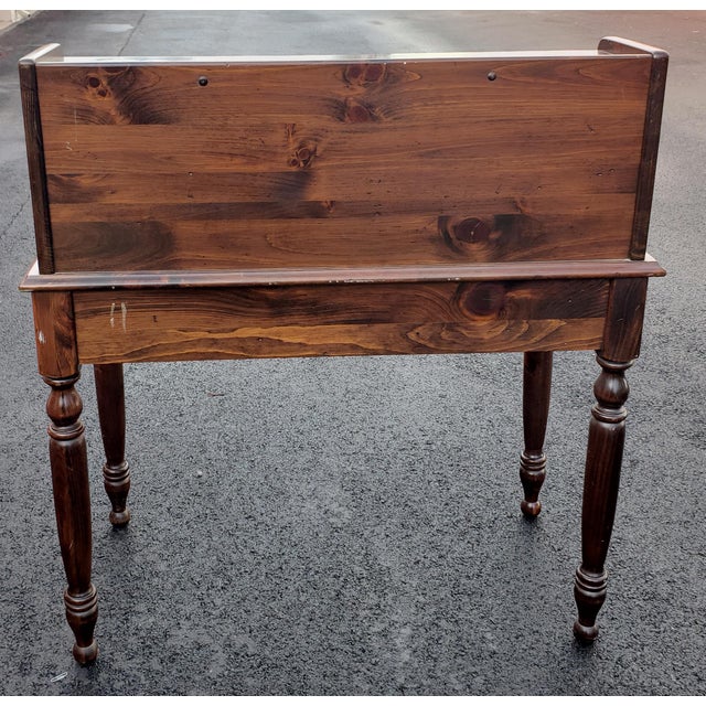 Ethan Allen Old Tavern Rolltop Pine Desk With Walnut Ladder Back and Rush Seat Chair Chairish