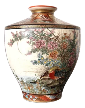 Fine Japanese Satsuma Vase by Ryozan Okamoto for Yasuda Company Meiji Period