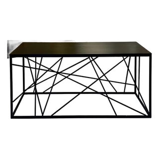 Tension Grid Console, Matte Black Steel and Ebony-Stained Wood, 2025 For Sale