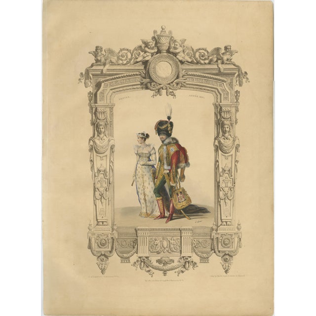 Achille Devéria, First Empire Court Costume, 1847, Lithograph For Sale