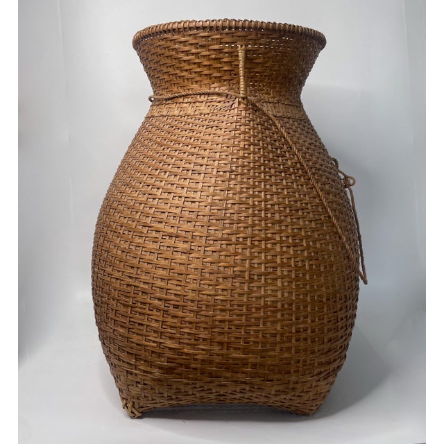 Monumental Vintage Asian Fish Trap Basket Large Handwoven Wicker Creel Sculptural Organic Modern Decor For Sale In New York - Image 6 of 9