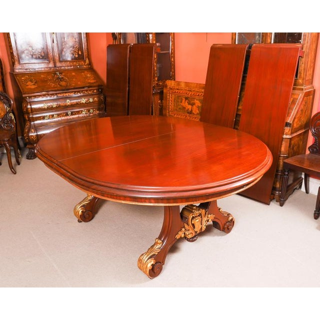 Antique Victorian Mahogany Twin Base Dining Table and Chairs, 1800s, Set of 13 For Sale - Image 5 of 14