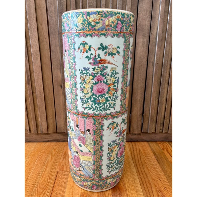Rose Very Large Chinese Porcelain Rose Medallion Umbrella Stand For Sale - Image 8 of 8