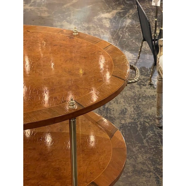 Mid-Century Modern MCM Walnut and Brass Occasional Table For Sale - Image 3 of 10