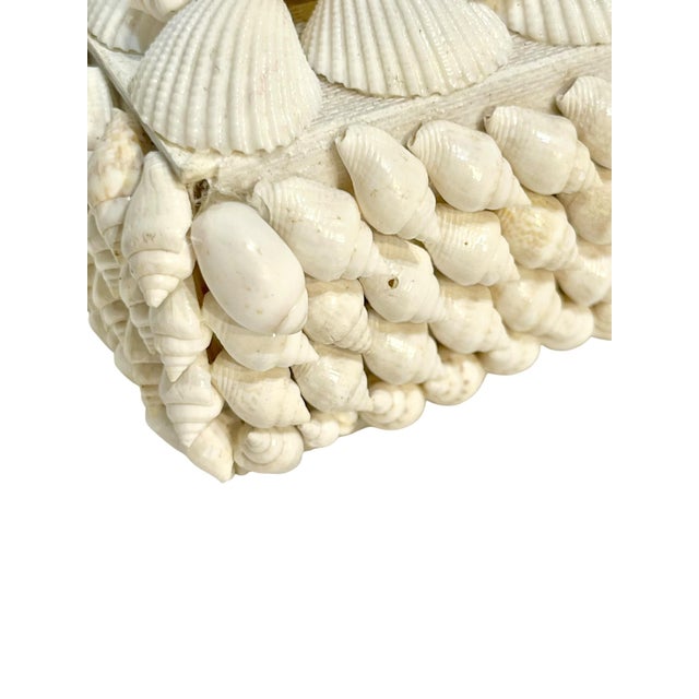 Vintage Folk Art White Shell Box For Sale - Image 10 of 14
