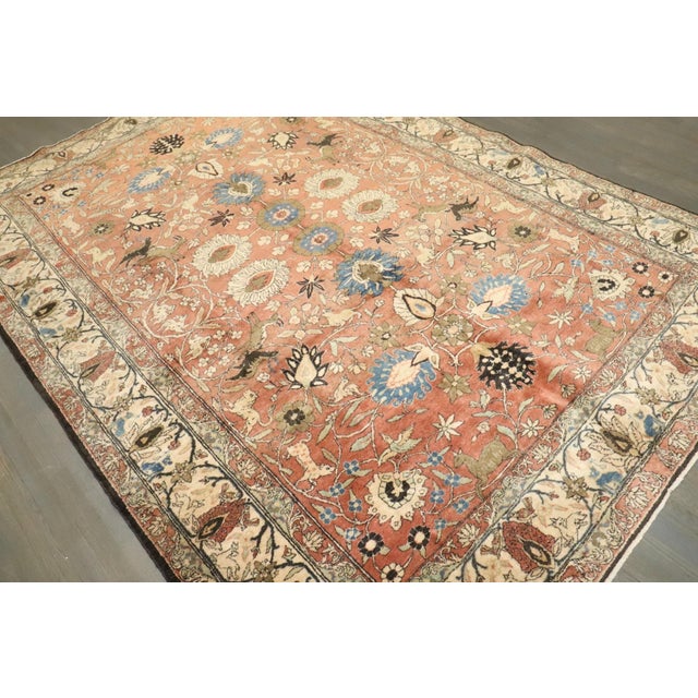 Early 20th Century Early 20th Century Persian Teheran Animal Motif Rug - 6'9" x 9'11" For Sale - Image 5 of 10