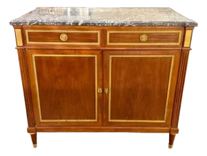 Mid 20th Century Louis XVI Style Mahogany Cabinet With Marble Top
