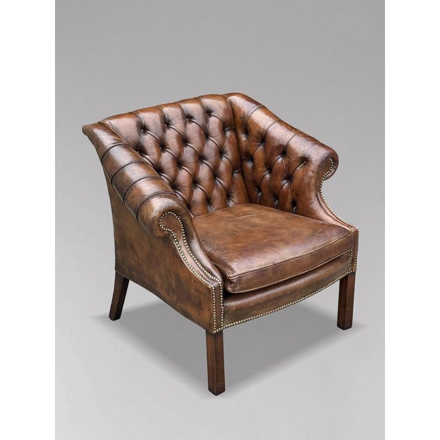 Brown Brown Leather Club Armchair, 1880s For Sale - Image 8 of 11