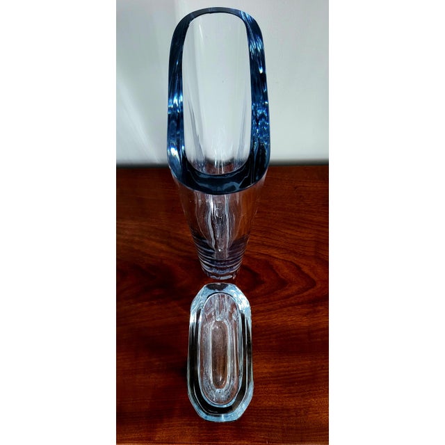 Glass Mid-Century Modern Ice-Blue Art Glass Vases from Strömbergshyttan, 1960s, Set of 2 For Sale - Image 7 of 13