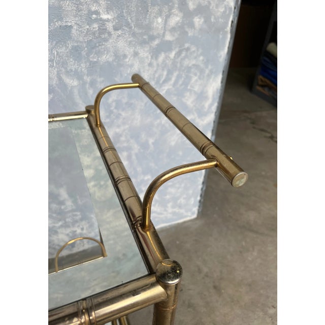French Mid Century Modern Brass Bar Cart For Sale - Image 10 of 13