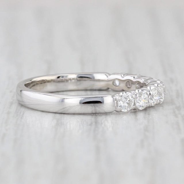 Metal 0.55ctw Diamond Wedding Band 14k White Gold Stackable Anniversary Ring, Size 8. 25 For Sale - Image 7 of 8