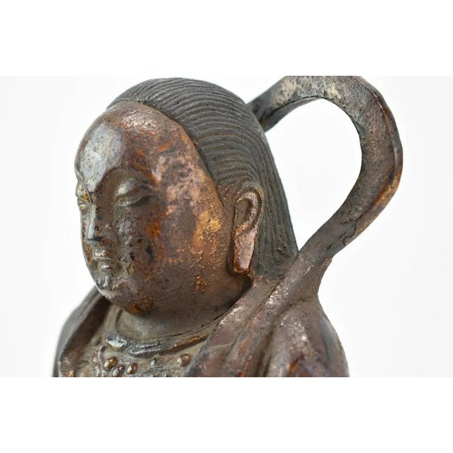 Rare Antique 18th Century Chinese Lacquered Cast Iron Sculpture of Zhenwu Statue For Sale - Image 10 of 14