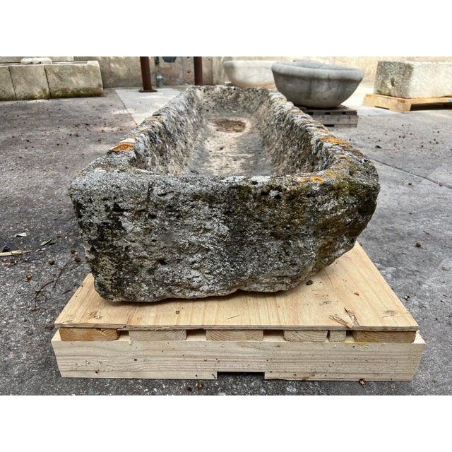 A Long and Low 18th Century Carved Limestone Trough From the South of France For Sale - Image 10 of 13