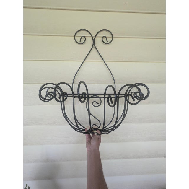Vintage Wrought Iron Scrolled Wall Pocket Planter For Sale - Image 17 of 17