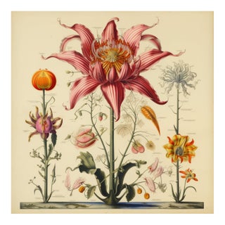 18" X 18" 'Flowers' Botanical Print, 'Hortus Floridus' Style, Unframed For Sale