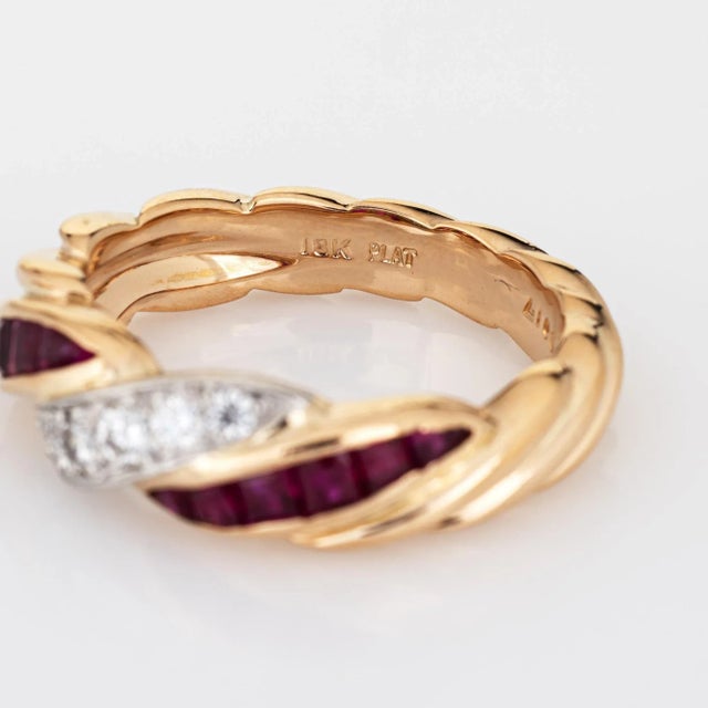 Metal Oscar Heyman Ruby Diamond Ring Sz 6 18k Gold Platinum Vintage Fine Jewelry For Sale - Image 7 of 7