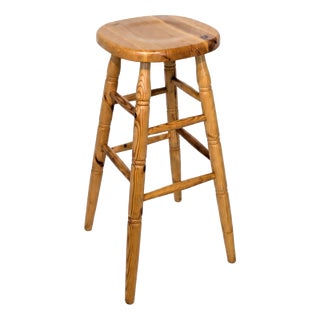 Vintage Bar Stool in Pine, 1960s For Sale