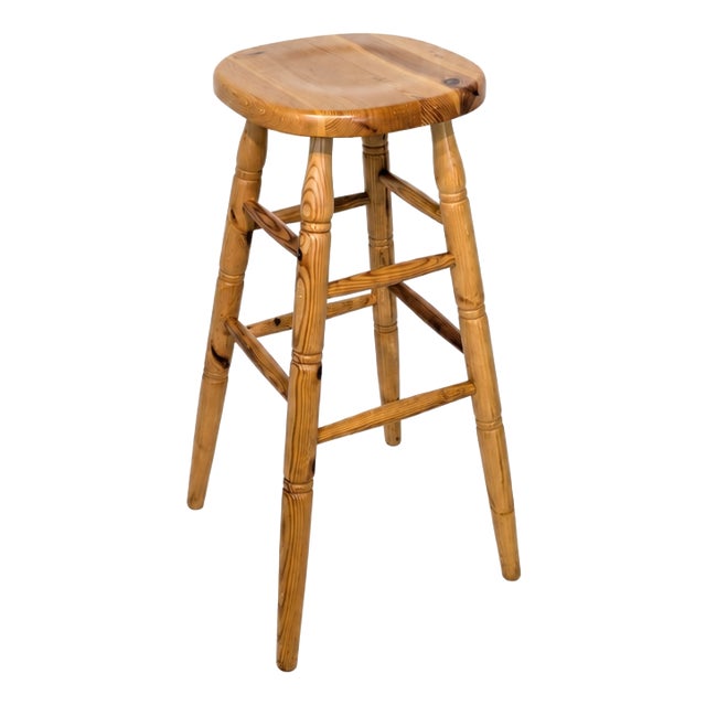 Vintage Bar Stool in Pine, 1960s For Sale