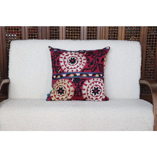 2020s Pillow Made with Antique Suzani For Sale - Image 5 of 6