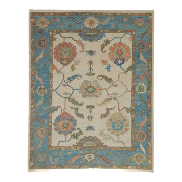 Turkish Oushak Rug 9'6" x 12'2" For Sale
