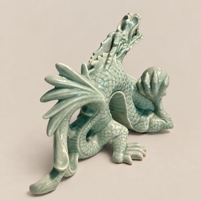 MCM Porcelain Celadon Andrea by Sadek Dragon Figurine For Sale - Image 4 of 8
