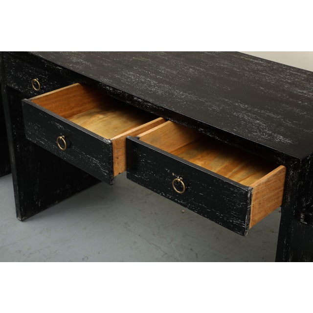 Jean-Michel Frank JMF Style Dark Cerused Oak Extendable Writing Desk For Sale - Image 4 of 18