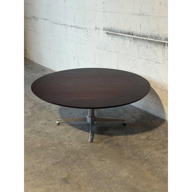 Coffee Dark Teak Round Adjustable Height Coffee to Dining Table Vintage Mid-Century Modern 1970s For Sale - Image 8 of 11