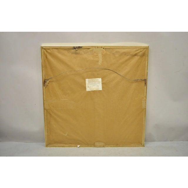 Vintage Art Deco Style 38" Square Wall Mirror With Woman in Hat Art For Sale - Image 9 of 12