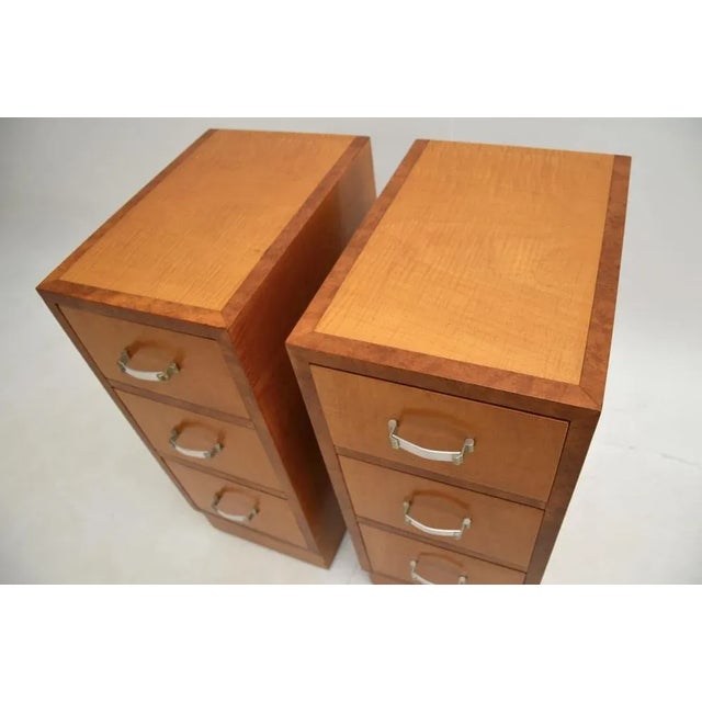 Wood Art Deco Satinwood and Walnut Bedside Chests, 1930, Set of 2 For Sale - Image 7 of 10
