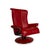 Modern Set of Lounge Chair and Ottoman in Red Leather from Stressless For Sale - Image 3 of 16