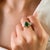 2.29ct Deep Green Emerald Pear Engagement Ring With Round Diamonds in 18k Gold Size 5 For Sale - Image 9 of 15