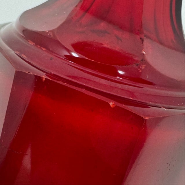 Antique Ruby Cranberry Glass Sugar Shaker | 6" Paneled Muffineer For Sale In Houston - Image 6 of 6
