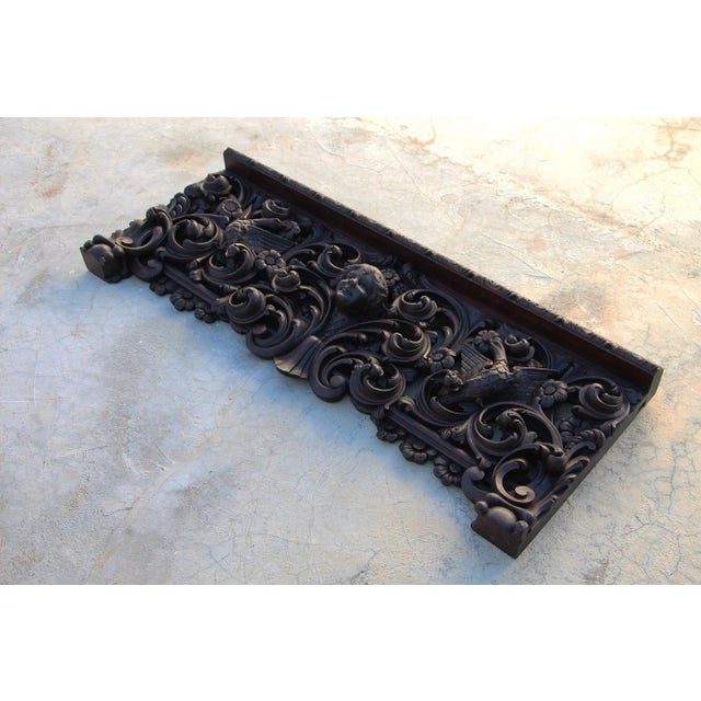 Wood 18th Century Antique Wooden Cherub, Baroque Wall Retable For Sale - Image 7 of 12