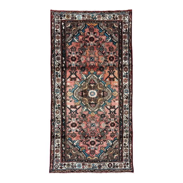 Antique Persian Hamadan Hand-Knotted Runner 3'3" X 6'1" For Sale