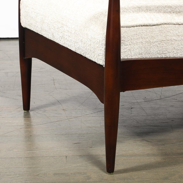 Pair of Mid-Century Modern Walnut Armchairs With Off-White Textural Upholstery For Sale - Image 10 of 18