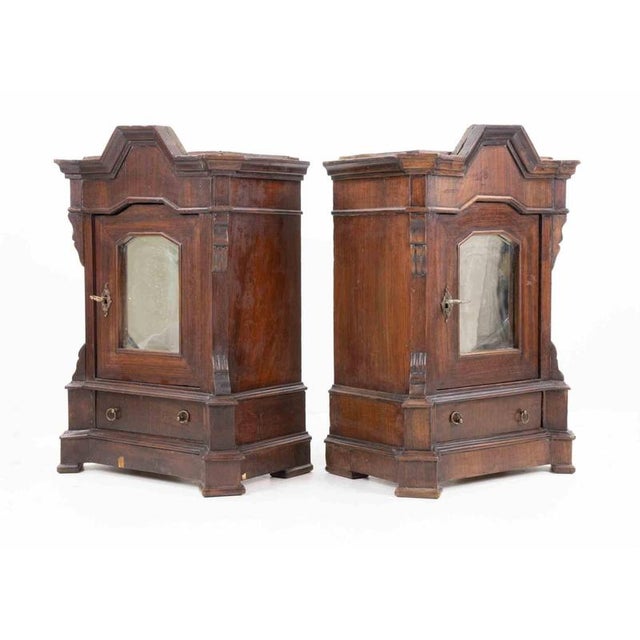 Pair of Wall Units with Door and Drawer realized in Italy in the early 20th Century. Good overall condition except for...