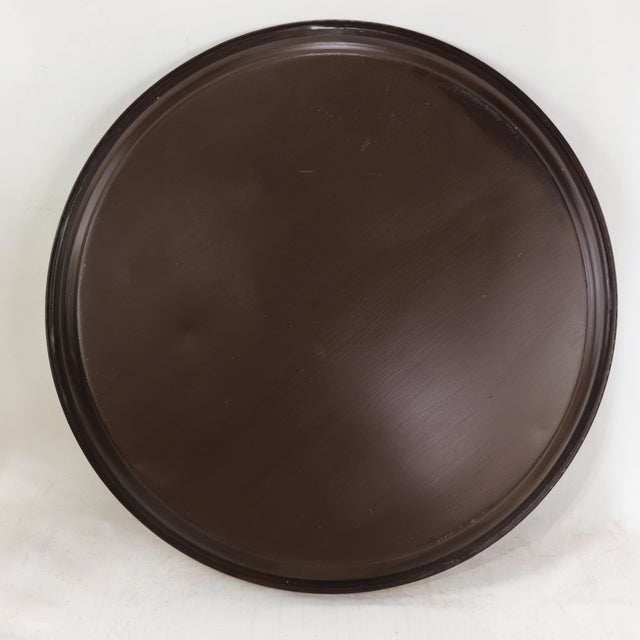 Cream Vintage Hand Painted Chinoiserie Tole Tray Cream Lacquer With Figurative Oriental Scene For Sale - Image 8 of 9