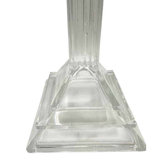 Vintage Crystal Glass Candlesticks With Twisted Column Design - A Pair For Sale - Image 11 of 12