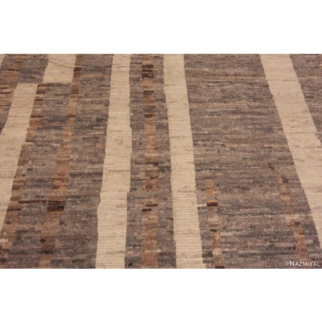 2020s Neutral Earthy Grey Brown and Cream Tribal Modern Room Size Area Rug For Sale - Image 5 of 9
