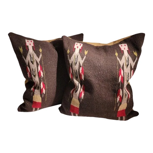1940s Woven Yei Weaving Pillows -Pair For Sale