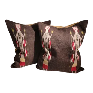 1940s Woven Yei Weaving Pillows -Pair