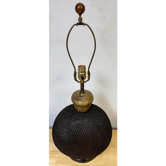 1960s French Brass & Metal Chain Mail Rounded Orb Lamp A unique 1960s French Brass & Metal Chain Mail Rounded Orb Lamp,...