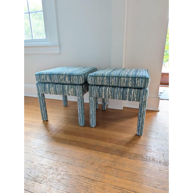 Perennials Wild Child Parsons Ottomans in Tree Hugger Performance- Pair For Sale - Image 10 of 10